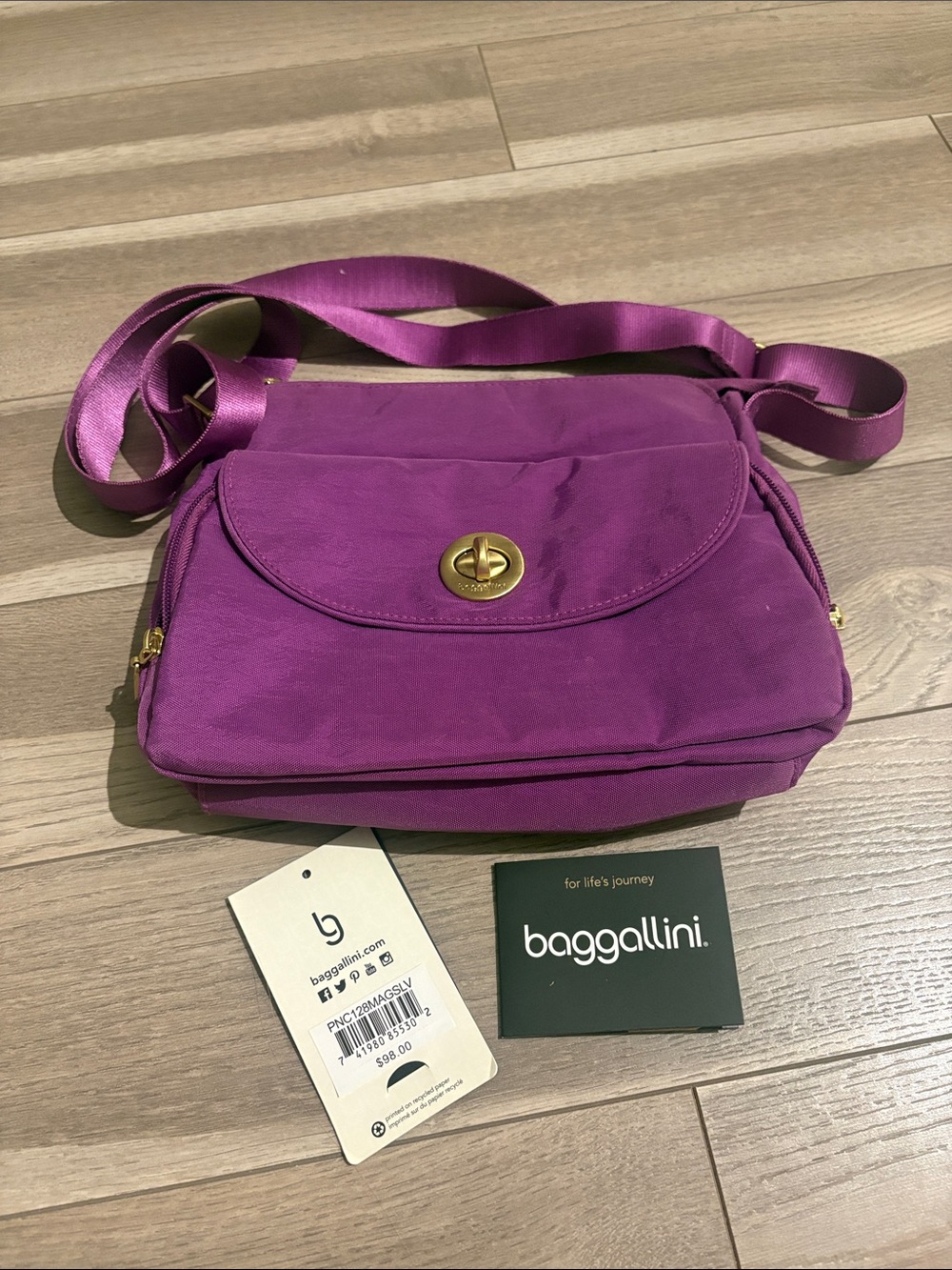 Baggallini Magenta/Purple Crossbody Bag with Turn-Lock